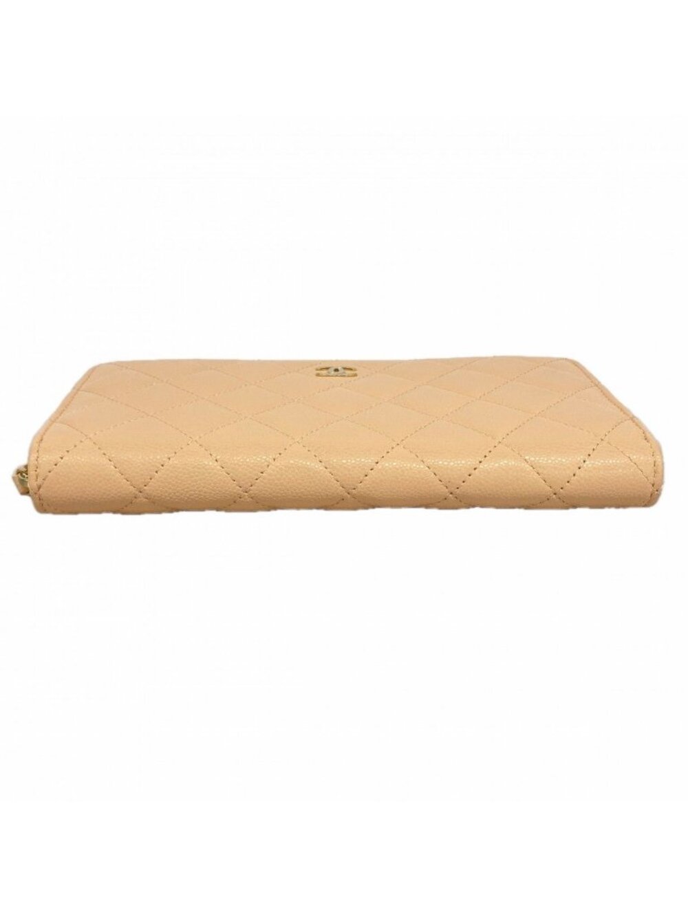 Chanel Wallet Quilted Caviar Leather Beige Champagne Gold